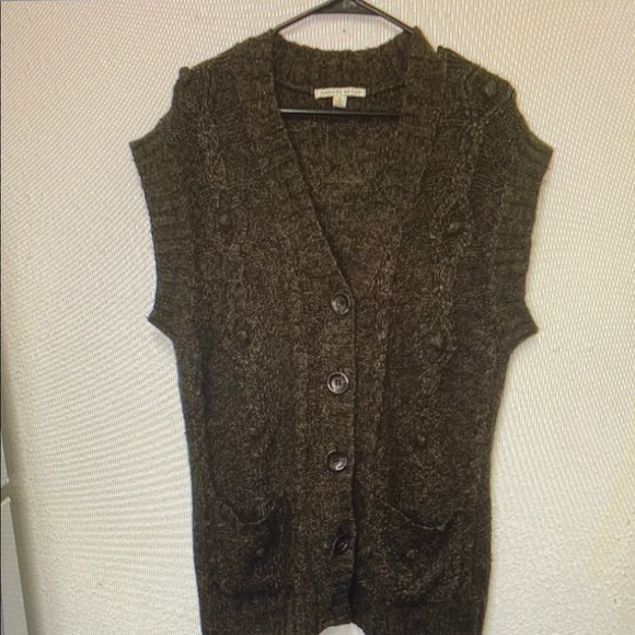 Carolyn Taylor Sweater Womens Cardigan Sleeveless Button Front, Brown, Size XL - Picture 1 of 1